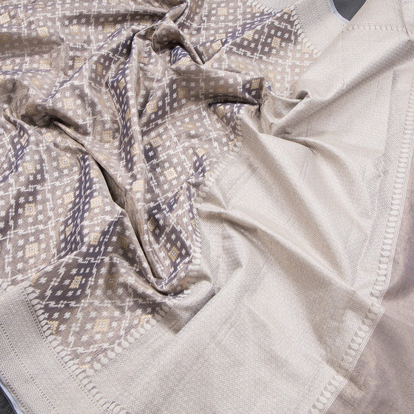 Tissue Grey Embossed Saree