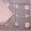 Soft Tissue Rose Pink Floral Thread Work Saree