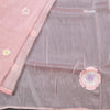 Soft Tissue Rose Pink Floral Thread Work Saree