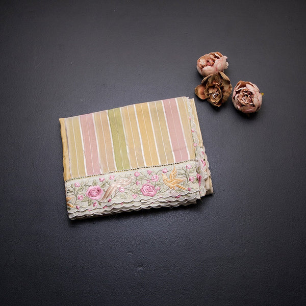 Tissue Multi Colour Zari Stripes With Thread Border Saree