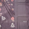 Satin Silk Wine Colour Floral Printed With Thread Work Saree