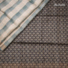 Tussar Dark Grey Checked Saree