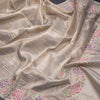 Tissue Banarasi Cream Stripes Saree With Thread Work Border