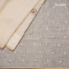Linen Cream Floral Thread Work Saree