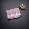 Linen Lilac Purple Floral Thread Work Saree