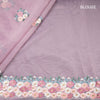 Linen Lilac Purple Floral Thread Work Saree
