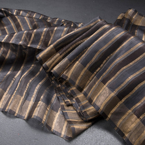 Raw Silks Black Stripes With Thread Work Saree