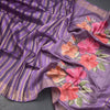 Raw Silks Purple Stripes With Thread Work Saree - Kumaran Silks