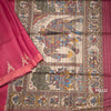 Raw Silks Maroon Kalamkari Handloom Printed Saree