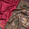 Raw Silks Maroon Kalamkari Handloom Printed Saree - Kumaran Silks