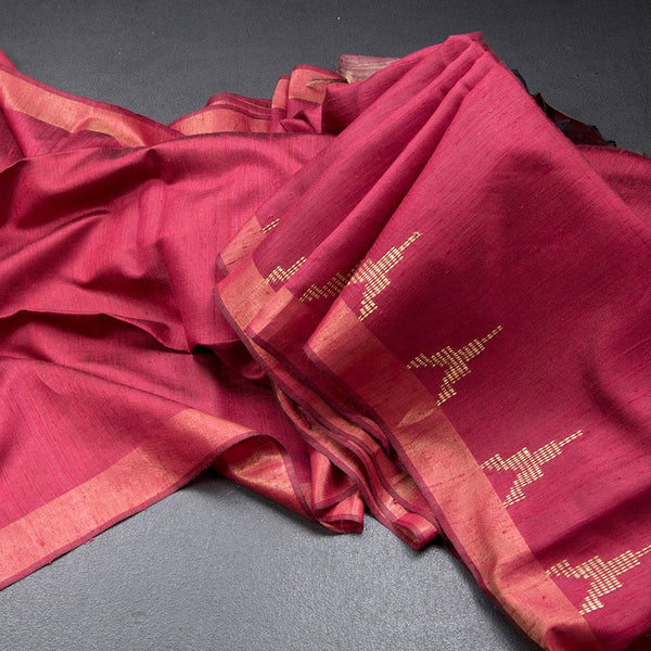 Raw Silks Maroon Kalamkari Handloom Printed Saree