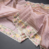 Tissue Banarasi Pink Stripes Saree With Thread Work