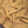 Linen Metallic Gold Floral Thread Work Saree - Kumaran Silks