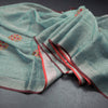 Linen Sapphire Green Floral Thread Work Saree