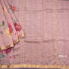 Tussar Light Onion Pink Printed Saree With Zari Border