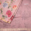 Tussar Light Onion Pink Printed Saree With Zari Border