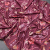 Semi Raw Silk Wine Colour Floral Printed Saree