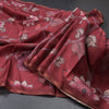Semi Raw Silk Maroon Floral Printed Saree
