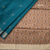 Semi Raw Silk Peacock Green Printed Saree 03