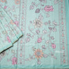 Semi Raw Silk Mint Green Floral Printed Saree 02