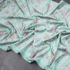 Semi Raw Silk Mint Green Floral Printed Saree 02