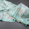 Semi Raw Silk Mint Green Floral Printed Saree 02