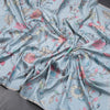 Semi Raw Silk Light Blue Floral Printed Saree