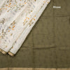 Semi Linen Cream Leaf Printed Saree