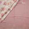 Semi Linen Cream Floral Printed Saree 03