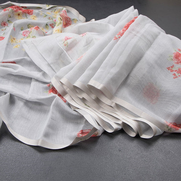 Semi Linen Grey Floral Printed Saree 05