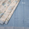 Semi Linen Cream Floral Printed Saree 04