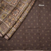 Semi Linen Brown Floral Printed Saree 03