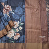 Semi Raw Silk Navy Blue Floral Printed Saree 02