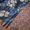 Semi Raw Silk Navy Blue Floral Printed Saree 02