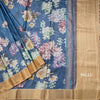 Semi Raw Silk Blue Floral Printed Saree