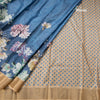 Semi Raw Silk Blue Floral Printed Saree