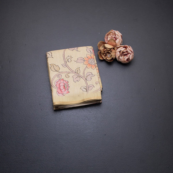 Semi Raw Silk Sandal Floral Printed Saree