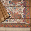 Semi Raw Silk Chocolate Brown Printed Saree