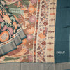 Tussar Dark Green Floral Printed Saree