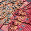 Tussar Peach Floral Printed Saree