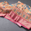 Tussar Peach Floral Printed Saree