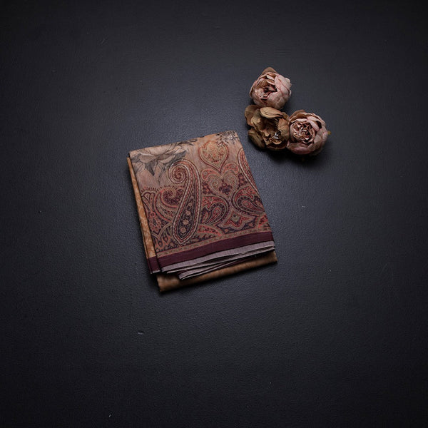 Semi Linen Sandal Paisley With Floral Printed Saree