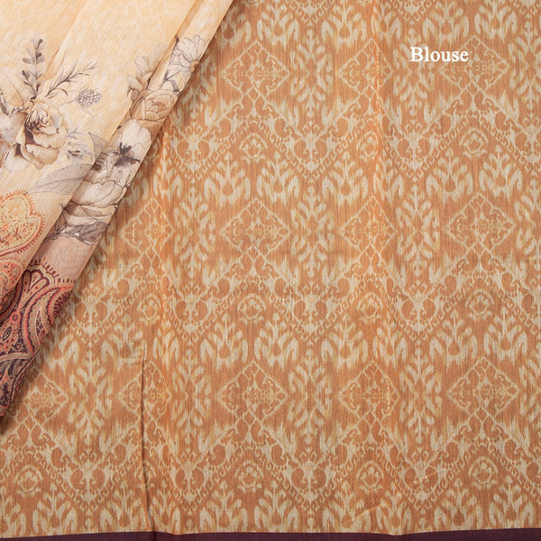 Semi Linen Sandal Paisley With Floral Printed Saree