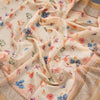 Semi Linen Cream Floral Printed Saree 05