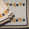Semi Linen Cream Geometric Printed Saree
