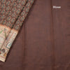 Semi Linen Chocolate Brown Printed Saree