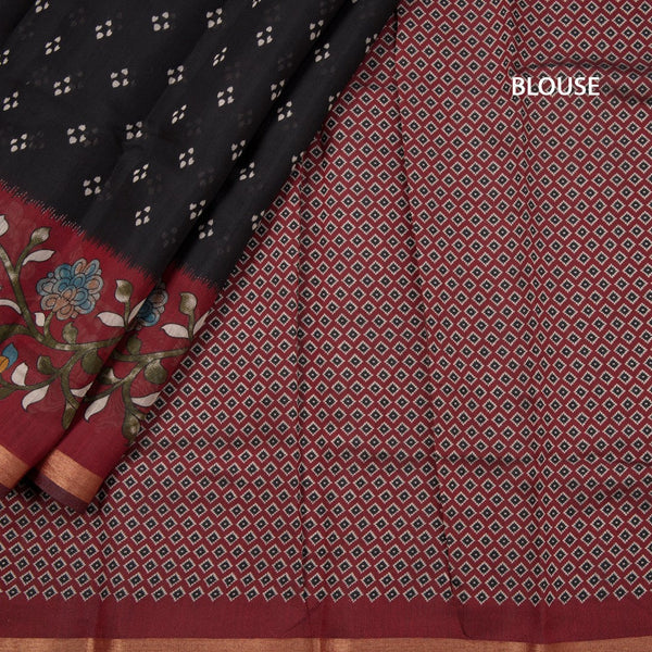 Tussar Black Printed Saree