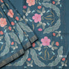 Tussar Teal Blue Floral Printed Saree