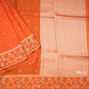Raw Silk Orange With Zari Buttas And Floral Border