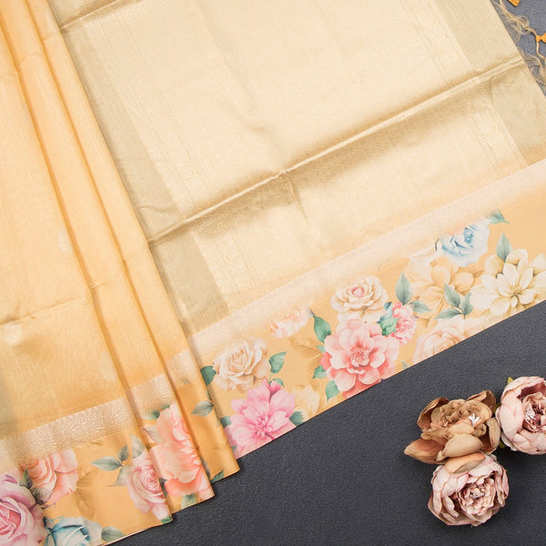 Raw Silk Sandal With Zari Buttas And Floral Border